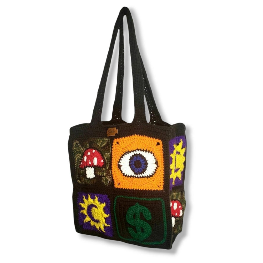 Life Symbols Crochet Bag Smooth Irie Sun Summer Eye Illuminati Granny Squares LS